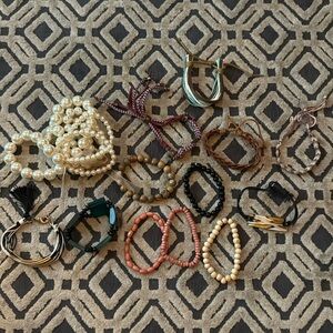 Lot of costume jewelry bracelets.